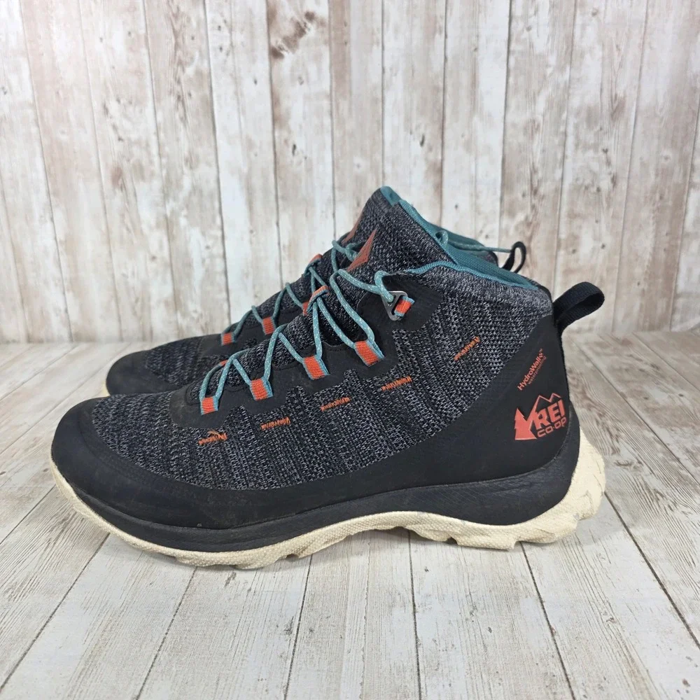REI Co-op Hydro Walk Men's Lightweight Hiking Trail‎ Boots Gray Orange Size 10